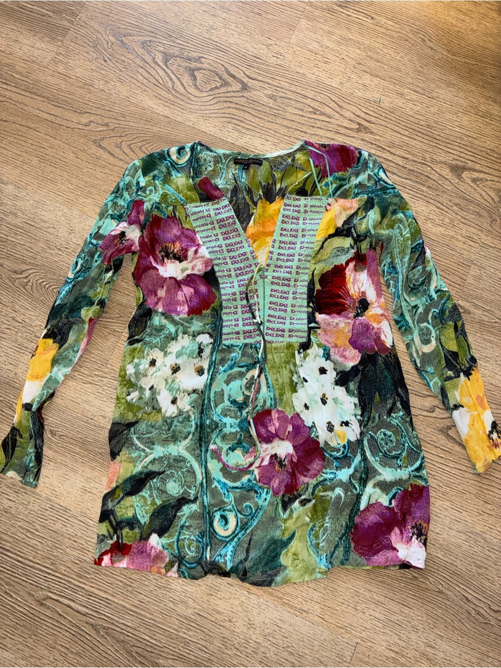 Alberto Makali Multicolor Floral V-Neck Tunic